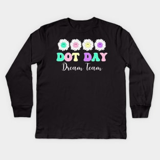 Happy Dot Day Hippie Flowers Retro Groovy Teacher Kids Long Sleeve T-Shirt